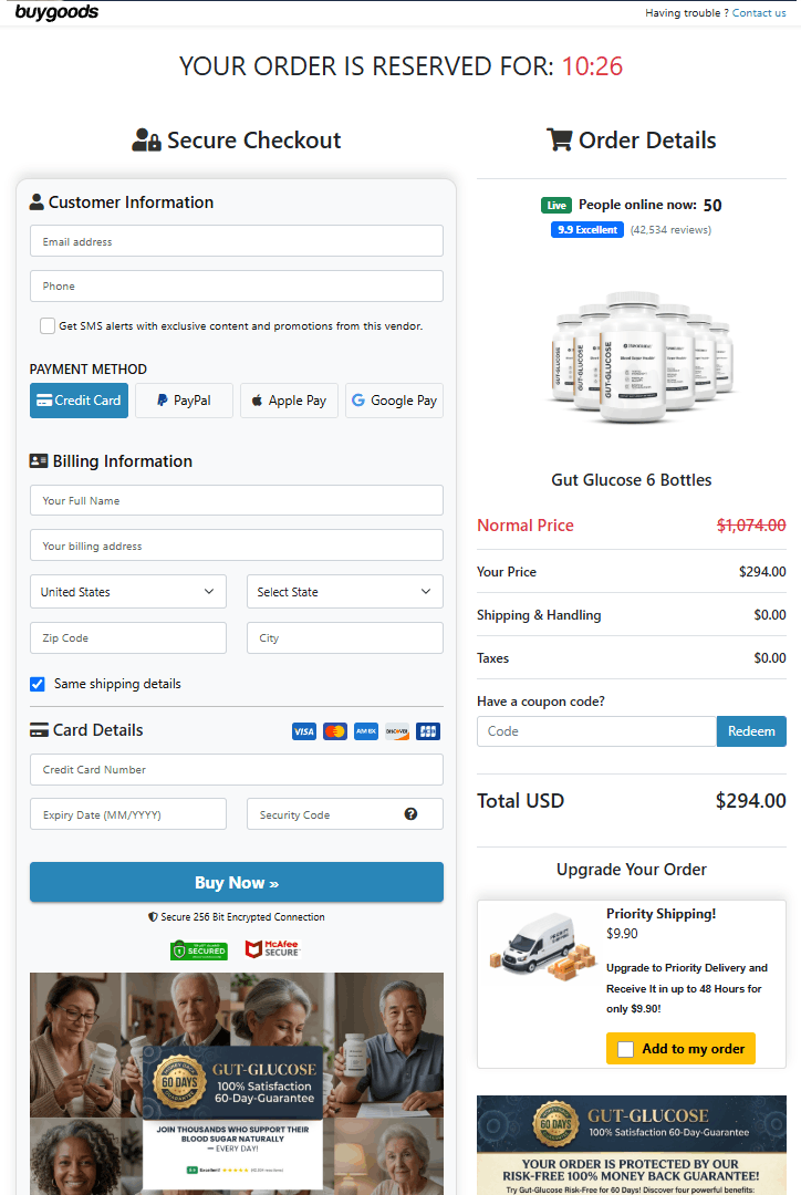 GutGlucose order page